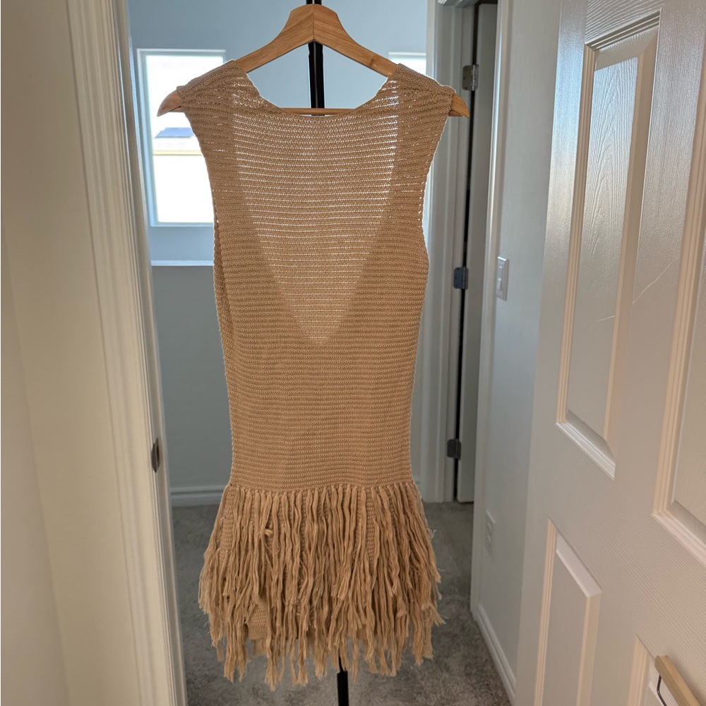 Tan Fringe Vacation Dress